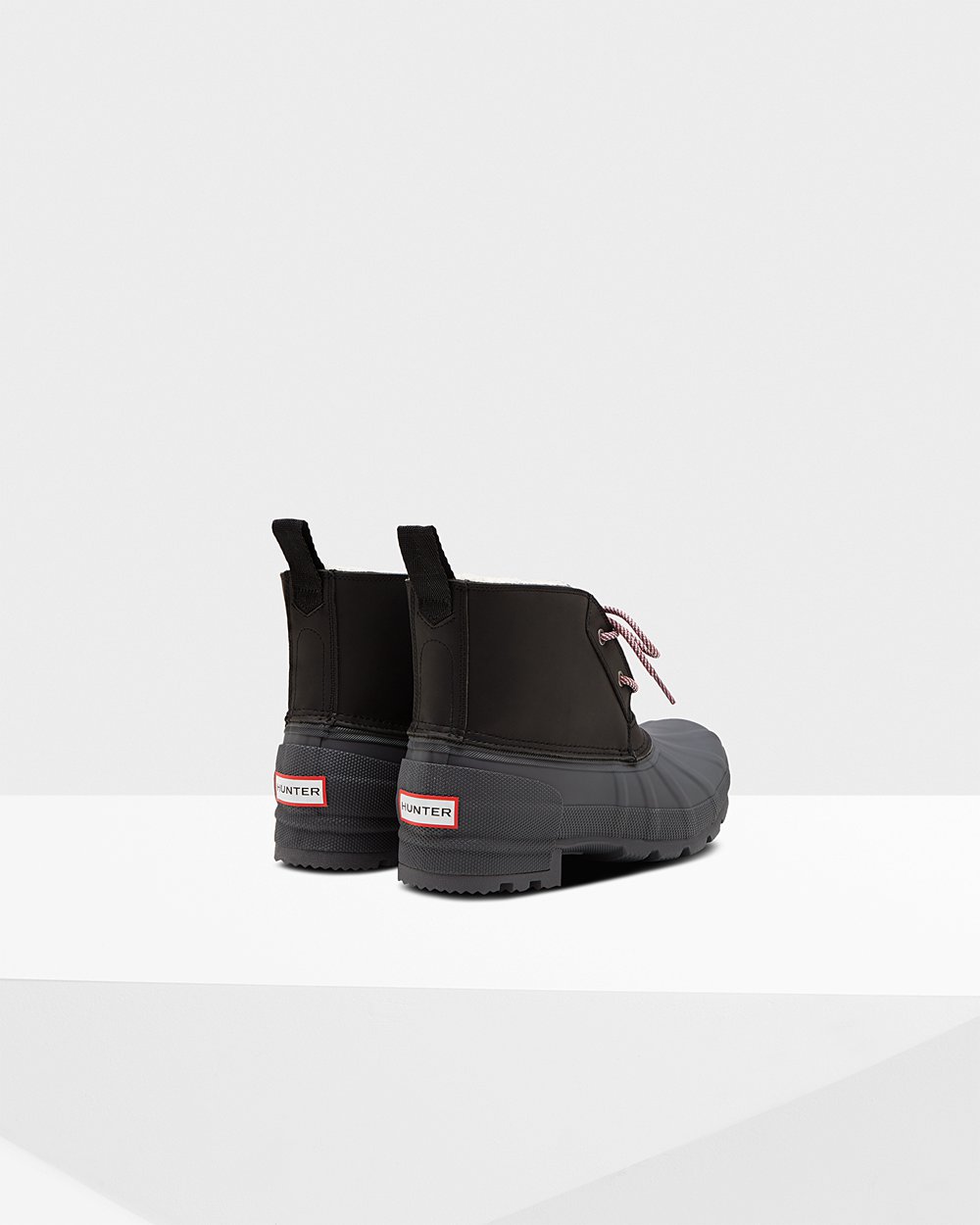 Mens Ankle Boots - Hunter Original Short Insulated (93UYIRGQN) - Black/Grey